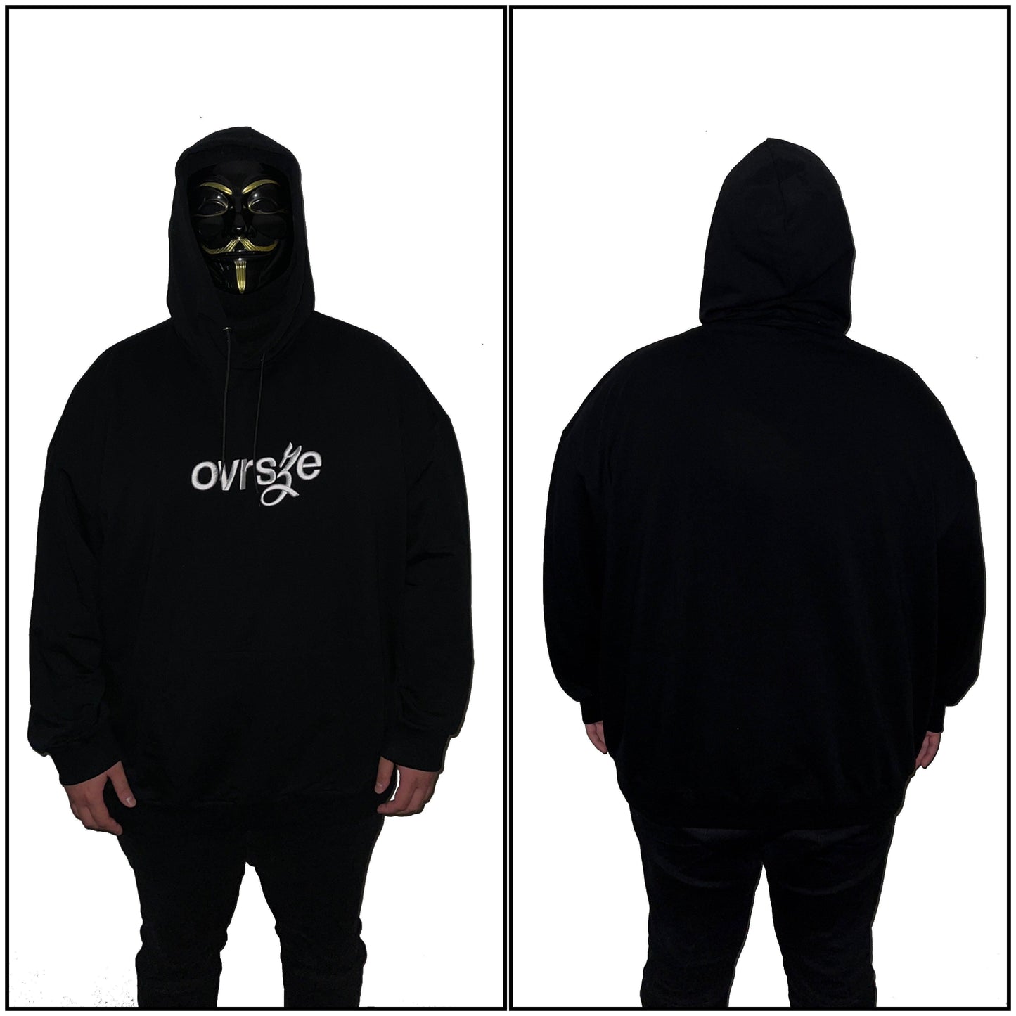embroidered pitch black signature [hoodie] - ovrsze